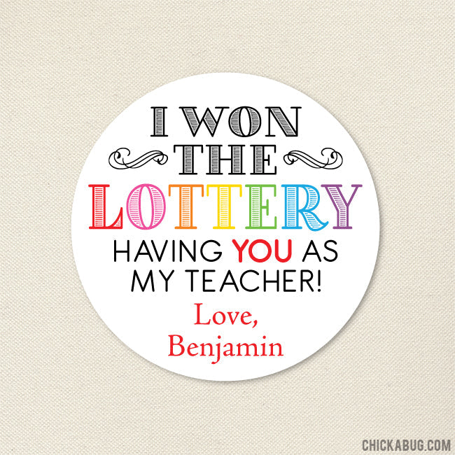 Lottery Teacher Appreciation Stickers