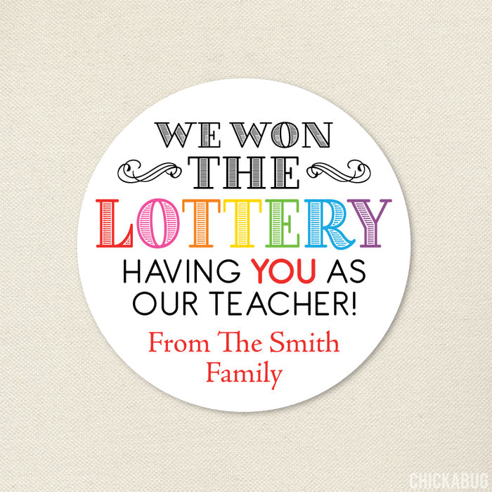Lottery Teacher Appreciation Stickers