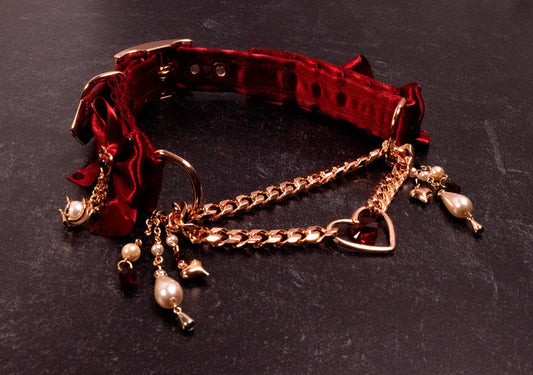 "Lover’s Coronation" - Red & Rose Gold Luxury Martingale Collar