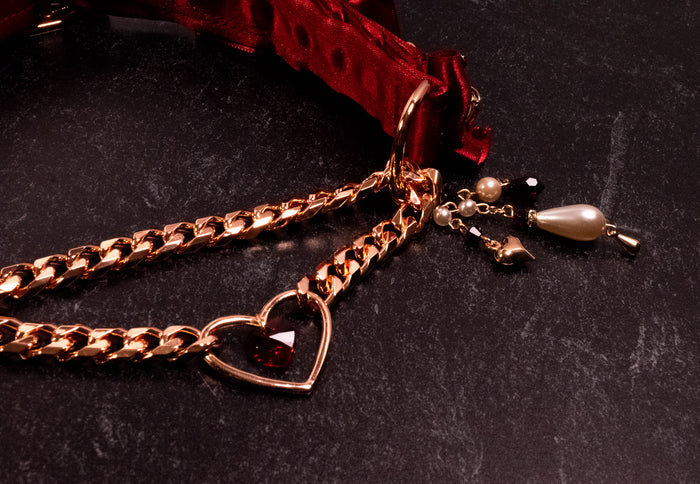 "Lover’s Coronation" - Red & Rose Gold Luxury Martingale Collar