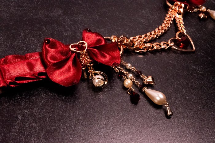 "Lover’s Coronation" - Red & Rose Gold Luxury Martingale Collar