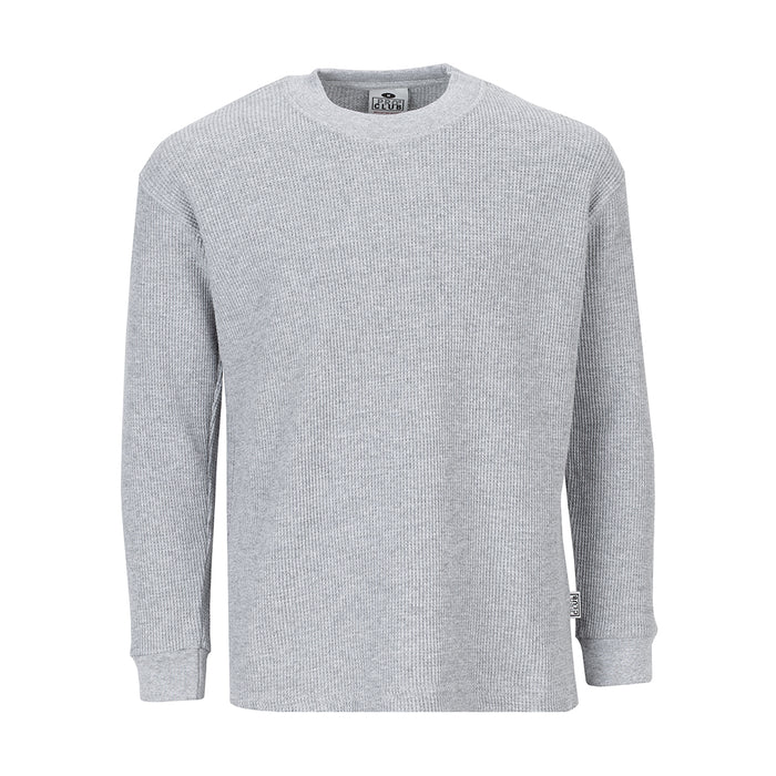 Youth heather gray thermal long-sleeve shirt, crew neck
