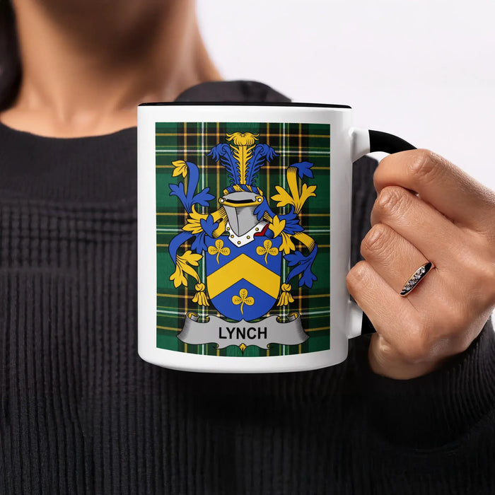 Lynch Irish heritage mug with black handle and interior