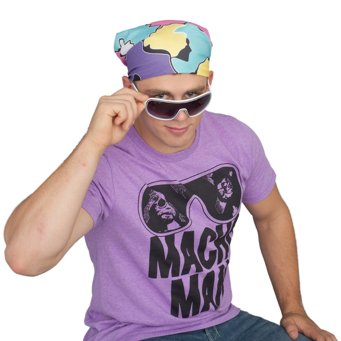 Macho Man T-shirt Bandana and Sunglasses Complete Halloween Cosplay Costume Set - TVStoreOnline