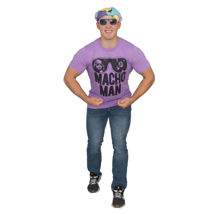 Macho Man T-shirt Bandana and Sunglasses Complete Halloween Cosplay Costume Set - TVStoreOnline