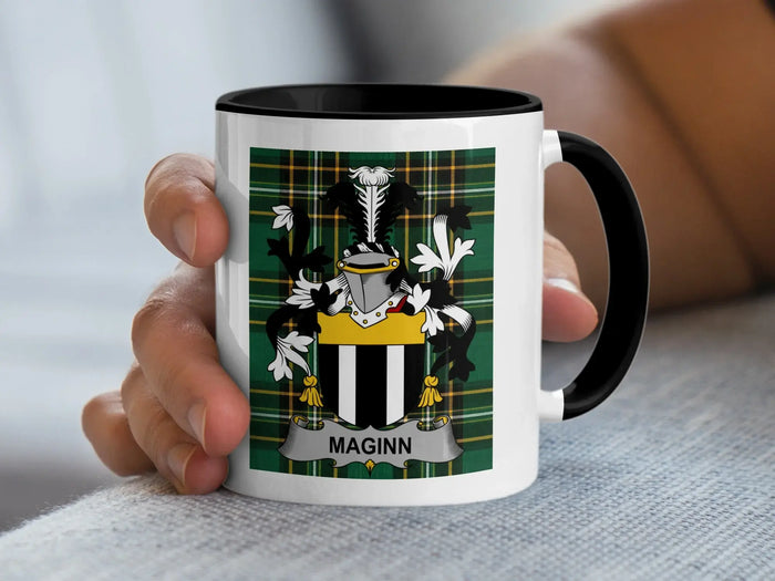 Maginn Irish family crest black accent mug