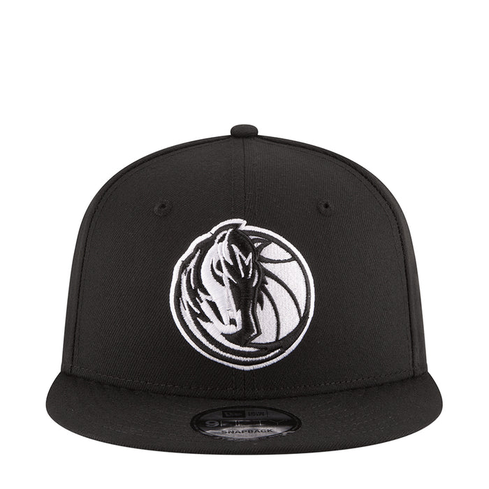 Black baseball cap with front Mavericks horse logo patch in white and black