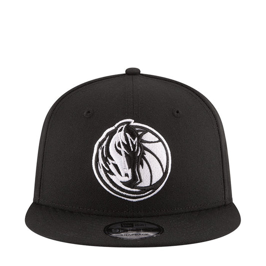 Black baseball cap with front Mavericks horse logo patch in white and black