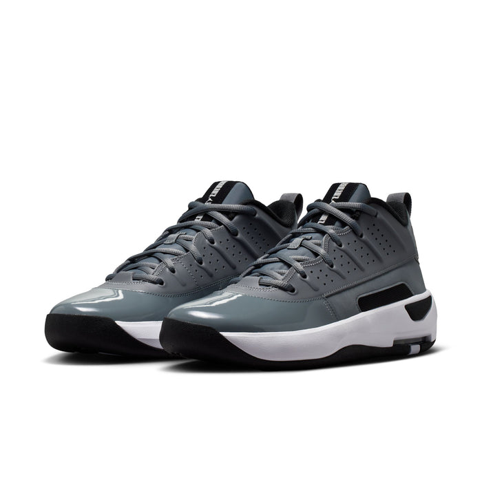 Pair of men's high-top sneakers, cool grey with black accents and white sole