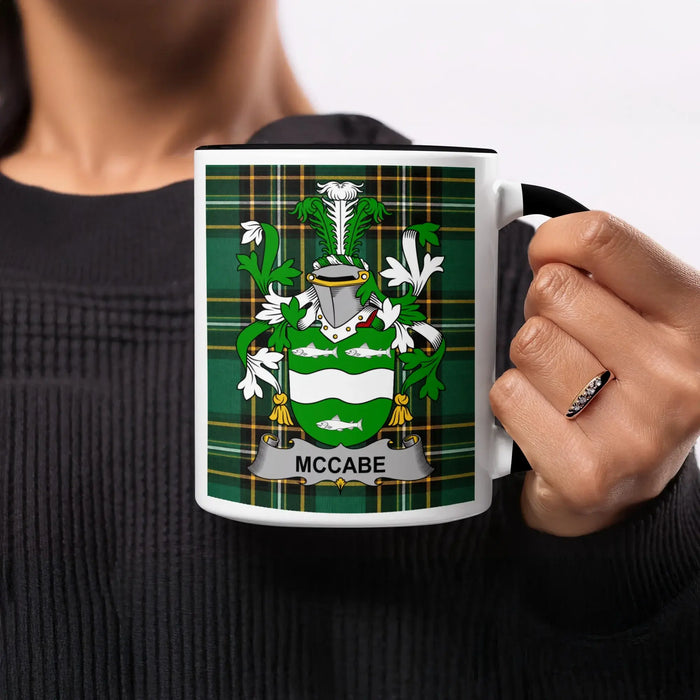 McCabe Irish heritage mug with black handle and interior