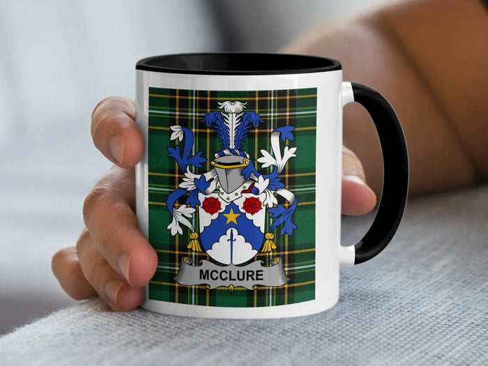 McClure Irish family crest black accent mug