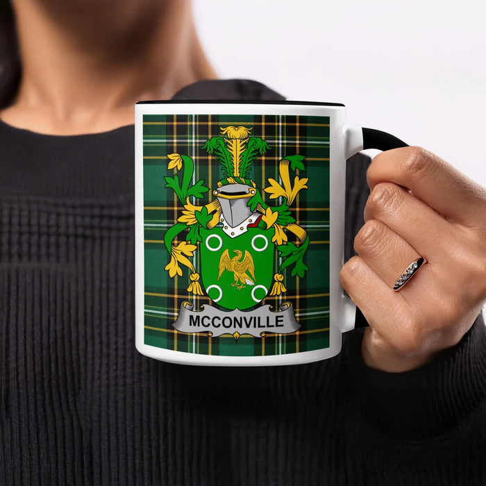 McConville Irish heritage mug with black handle and interior