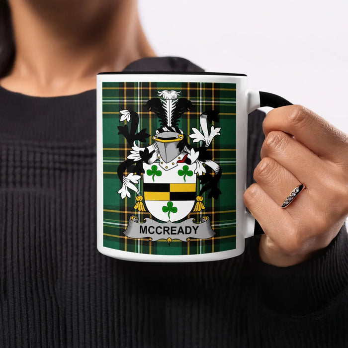McCready Irish heritage mug with black handle and interior