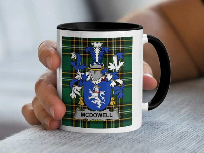 McDowell Irish family crest black accent mug