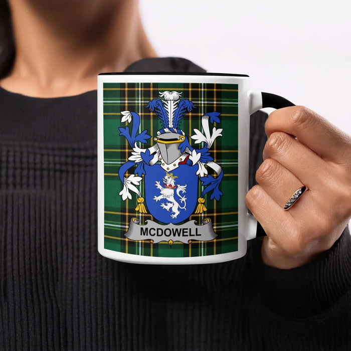 McDowell Irish heritage mug with black handle and interior