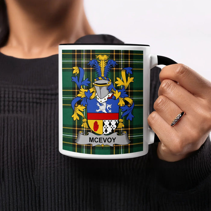 McEvoy Irish heritage mug with black handle and interior