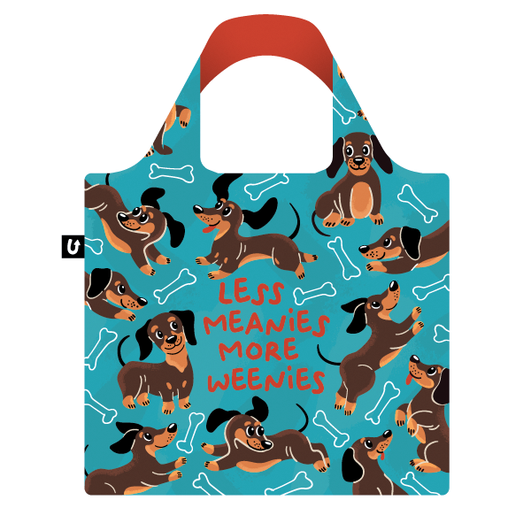 Wiener Dachshund Hot Dog Bone Pattern Foldable Packable Tote Bag