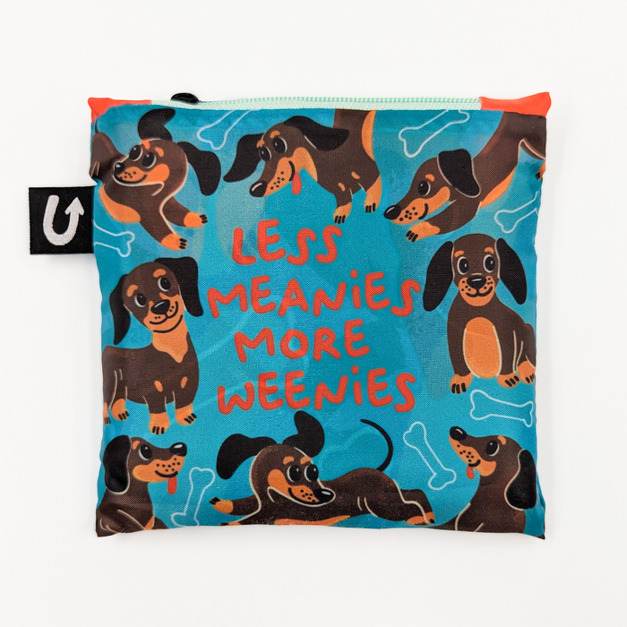 Wiener Dachshund Hot Dog Bone Pattern Foldable Packable Tote Bag