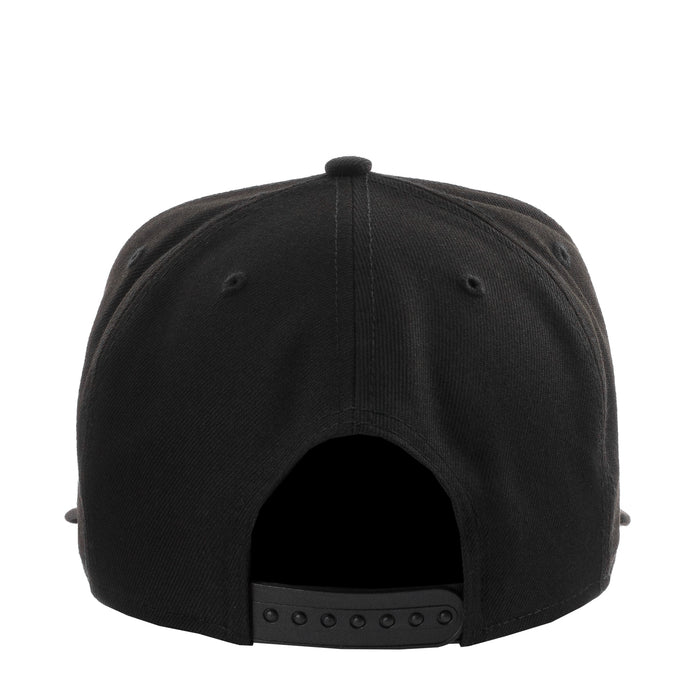 Black baseball cap back with snapback strap and ventilation eyelets