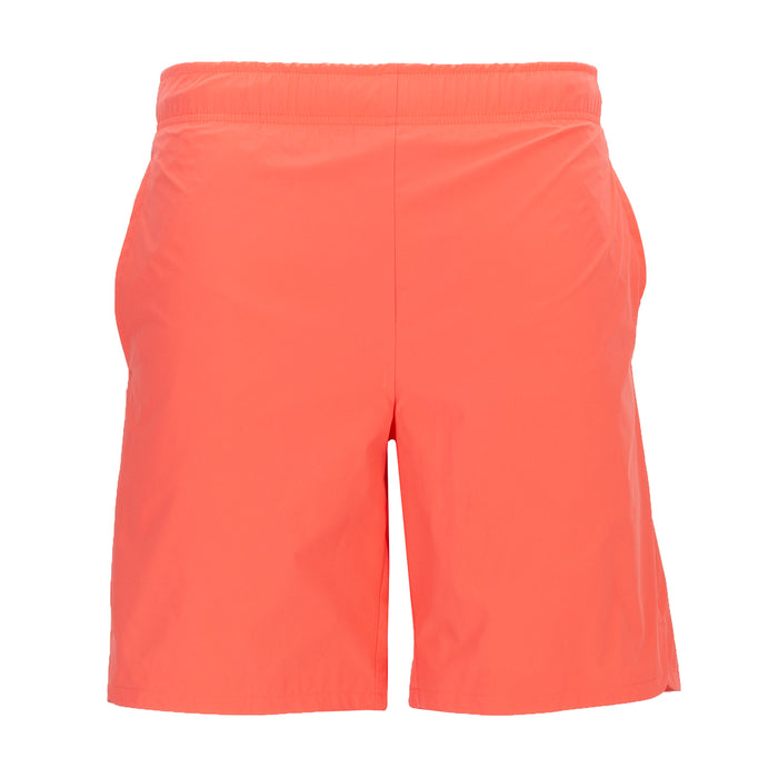 Men's coral mesh-lined woven short with elastic waistband, knee-length