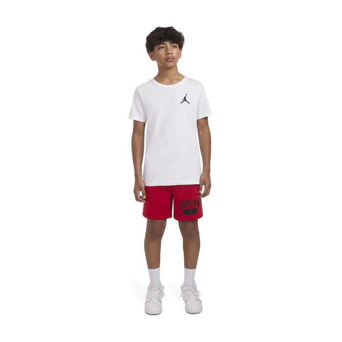 Youth Gym Red mesh shorts with Jordan branding at the hem