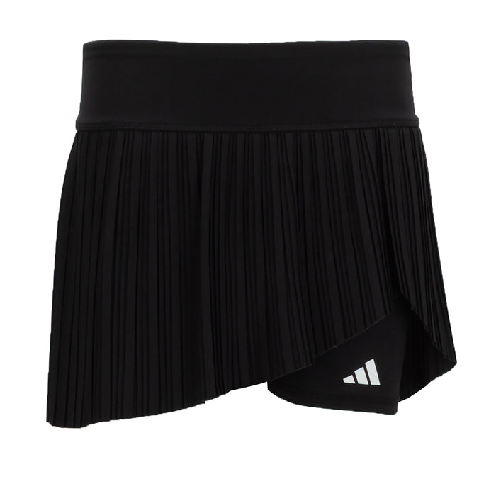 Youth black pleated skort with built-in shorts and adidas logo