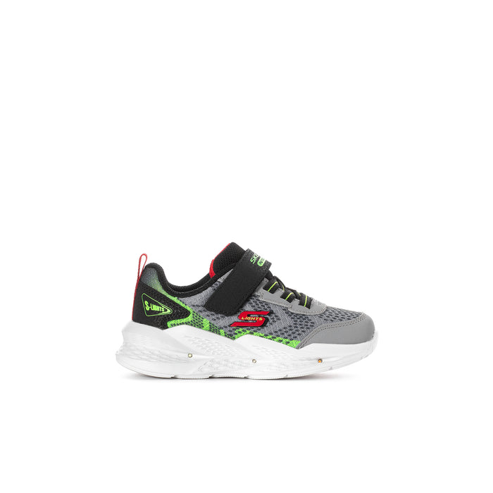 Toddler light-up sneakers, grey mesh with neon green and black accents