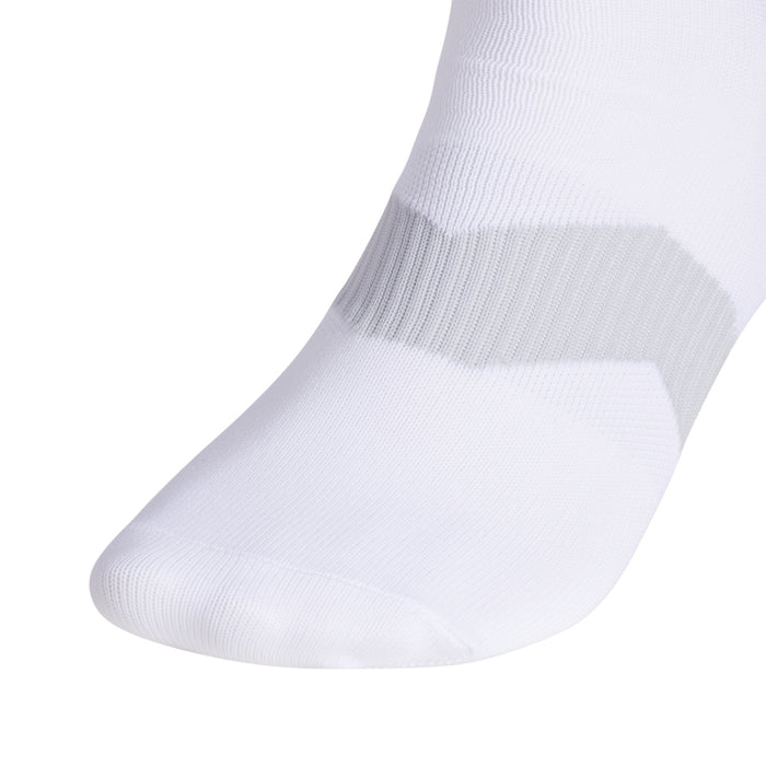 White no-show socks with light gray heel and cushioned toe area