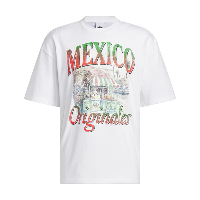 Men's white t-shirt with colorful 'MEXICO Originales' graphic front