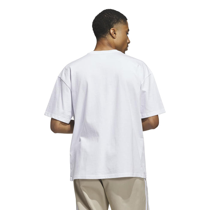 Men's white t-shirt back view, crew neck, short sleeves