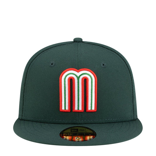 Dark green baseball cap with multicolor Mexico M logo patch on front