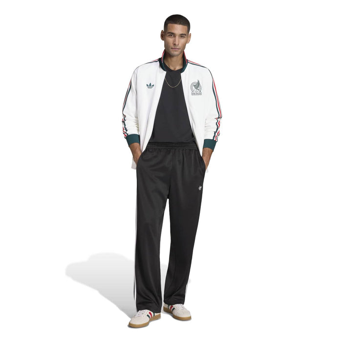 Men's white Mexico zip track jacket with green-trimmed collar and stripe sleeves