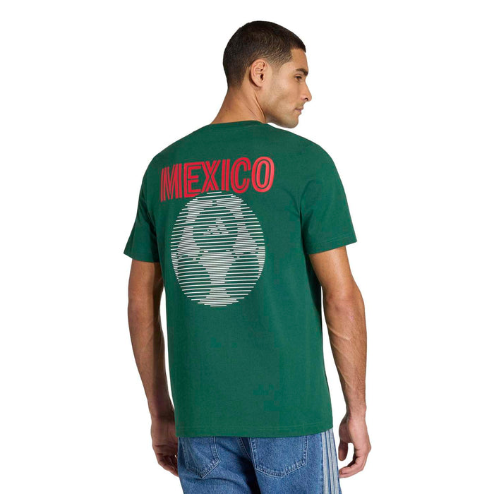 Green T-shirt with large back 'MEXICO' graphic and striped emblem