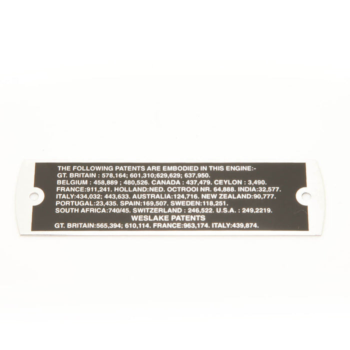 mgb-BML2007 MG Valve Cover Patent Plate