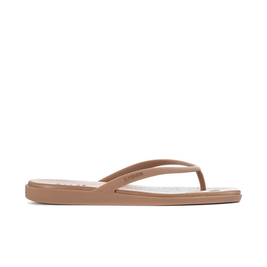 Milk chocolate flip-flop sandals with thong strap and wide midsole