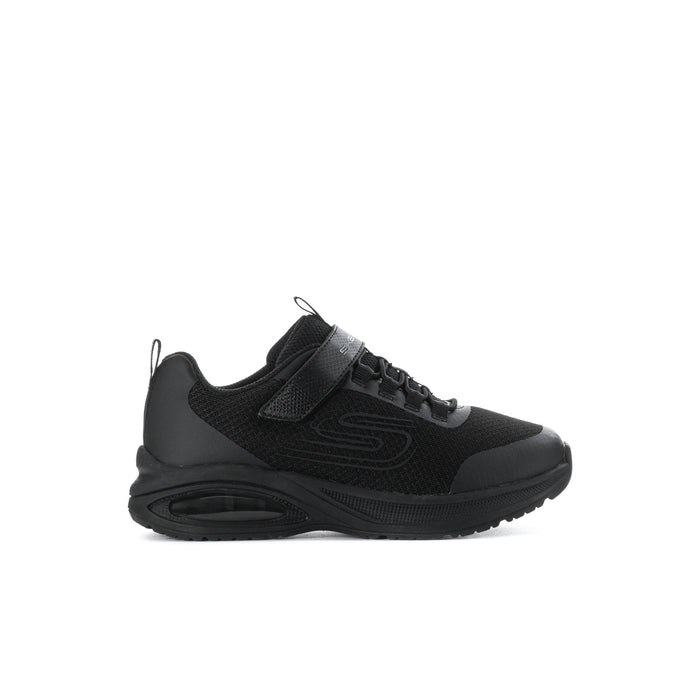 Kids' black lace-up athletic sneakers with mesh upper and padded collar