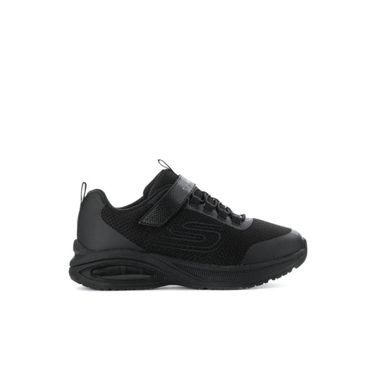 Kids' black lace-up athletic sneakers with mesh upper and padded collar