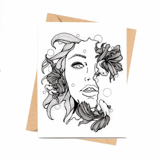 PinkPolish Design Note Cards "Mindless" Handmade Notecard
