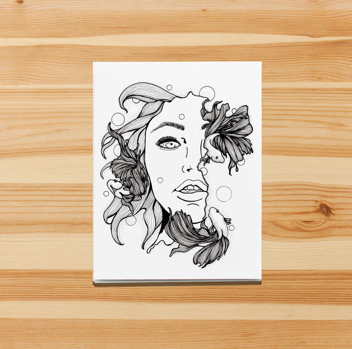 PinkPolish Design Note Cards "Mindless" Handmade Notecard