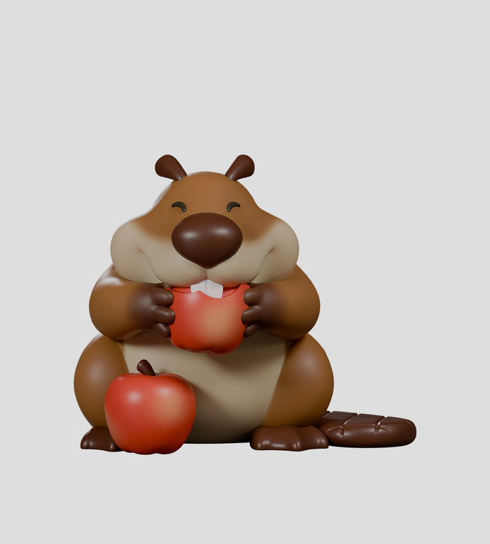 MISBEAVHAVING Blind Box featuring playful beaver figures collecting fruits and vegetables, packaged with eco-friendly materials, available for preorder, shipping in late May 2025.