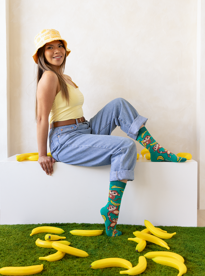 FUNNY MONKEY BUSINESS WOMEN'S CREW SOCKS - UPTOWN SOX
