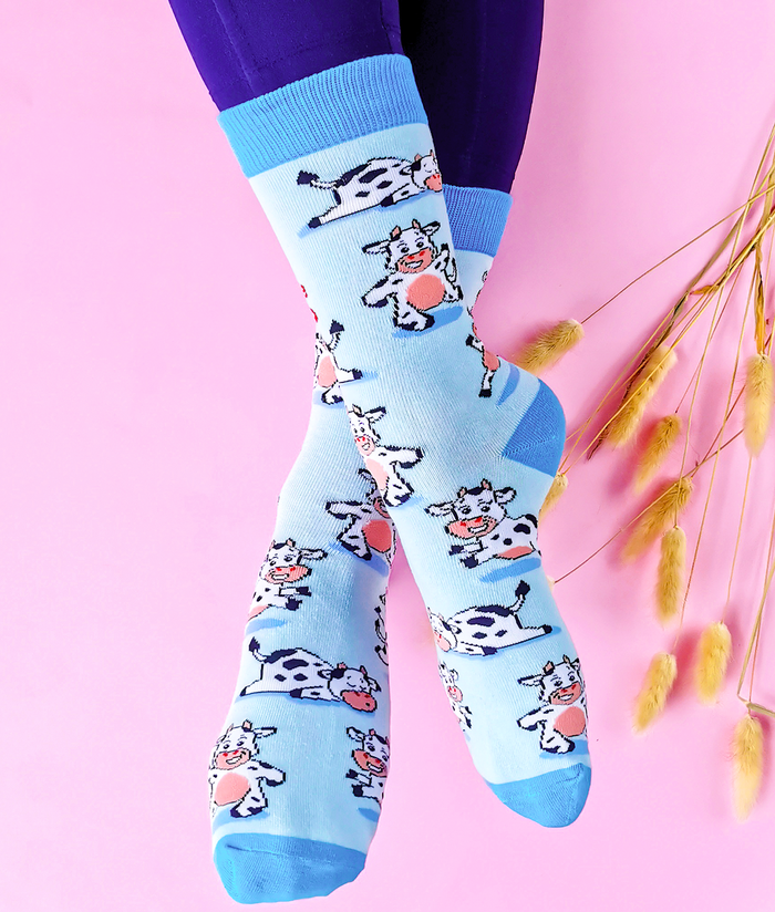 Funny moody cow socks - Uptown Sox