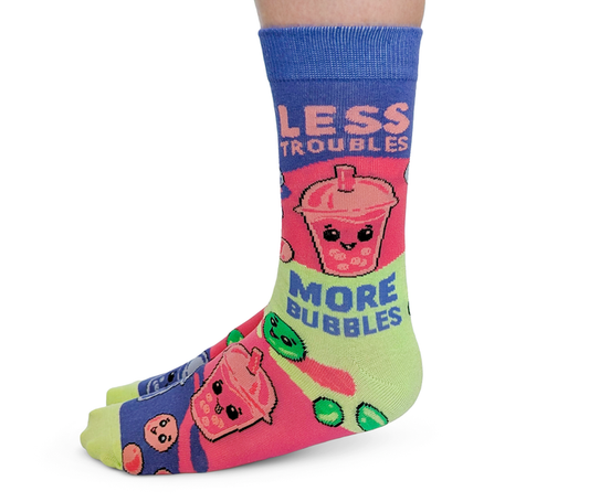 FUN CUTE BOBA BUBBLE TEA COLOURFUL PATTERN SOCKS WOMEN UPTOWN SOX