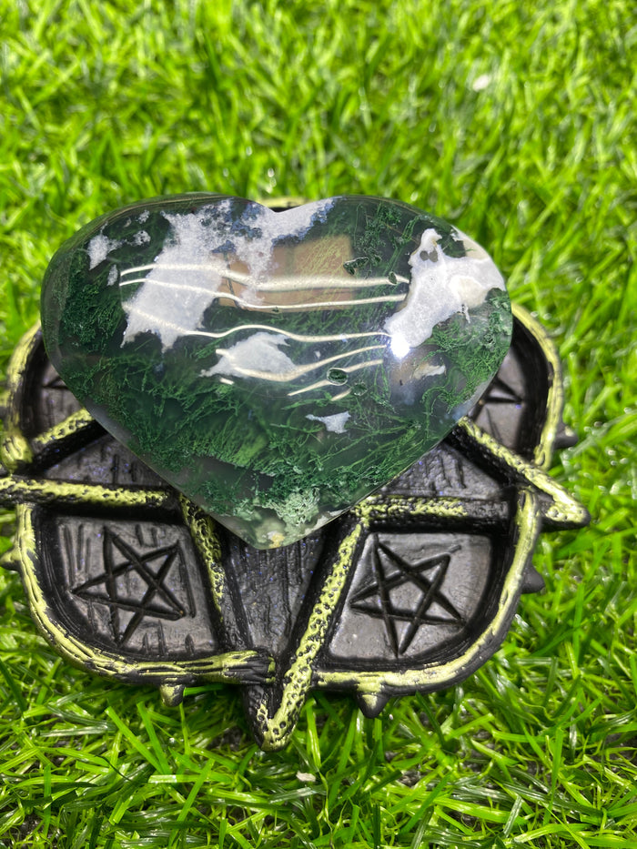 Moss agate heart