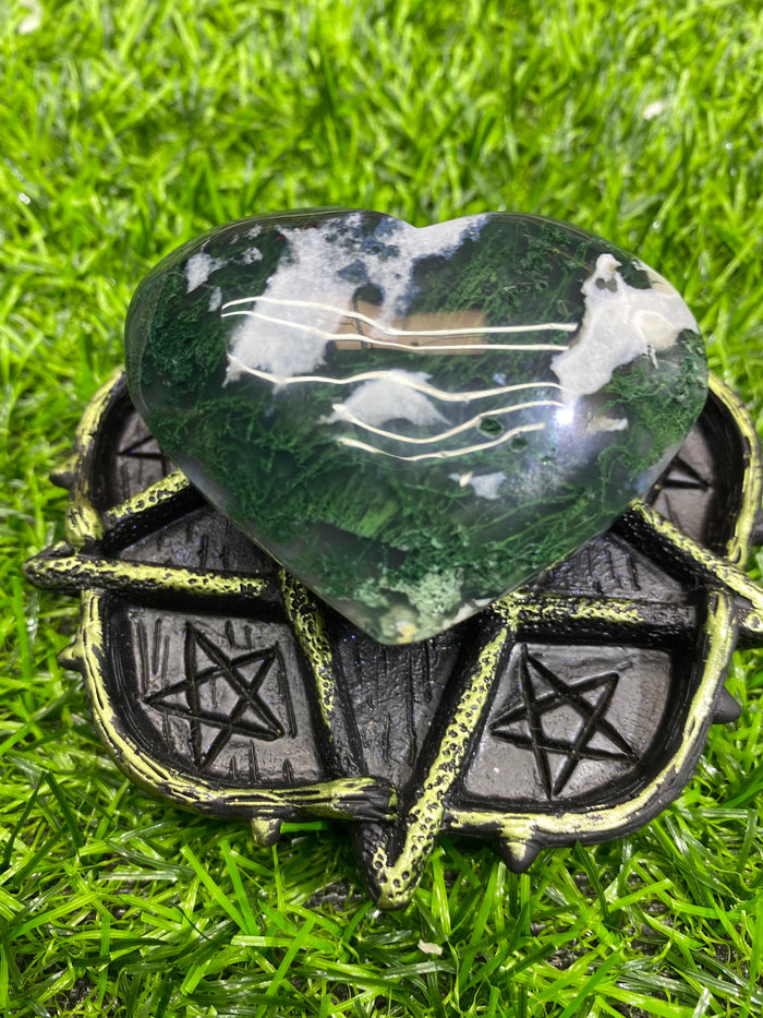 Moss agate heart