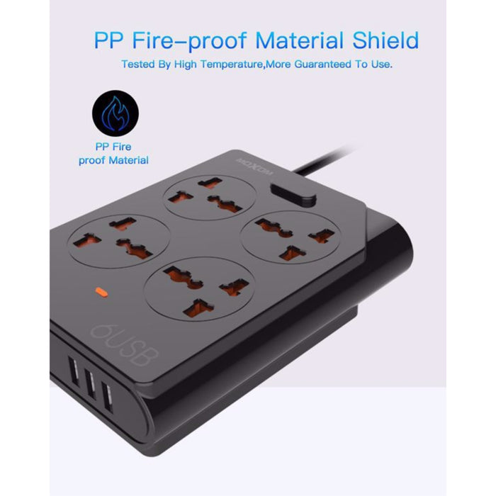 Moxom KH-63Y Extension Lead With USB 6 Ports
