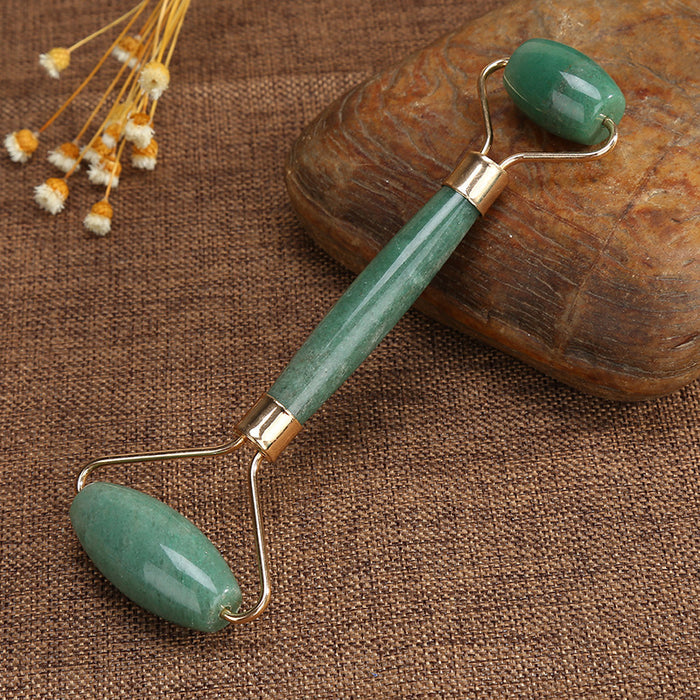 Natural gem 55*160 powder rose roller massage stick Jade face pusher facial eye beauty container