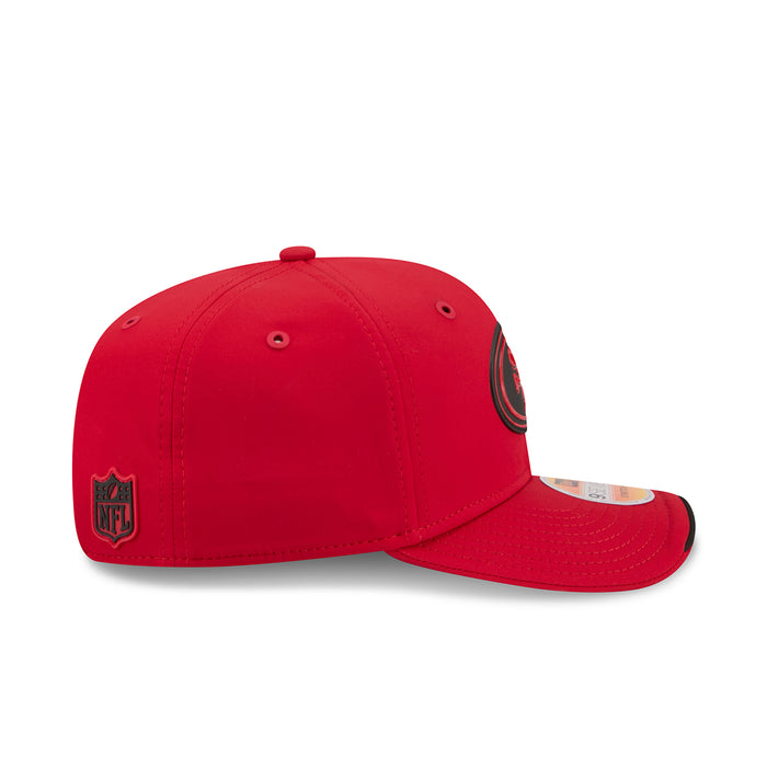 Red 49ers cap with curved brim and NFL patch detail on side