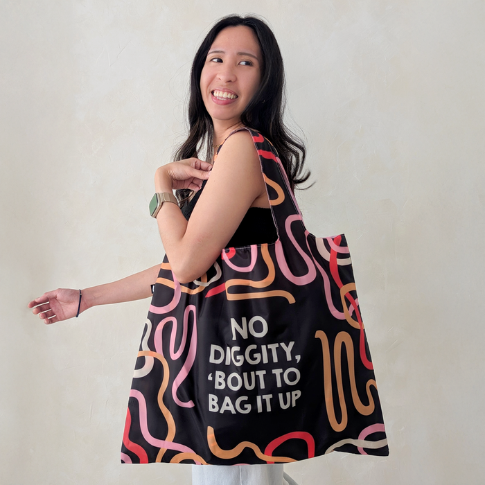 No Diggity Funny Foldable Packable Pattern Tote Bag