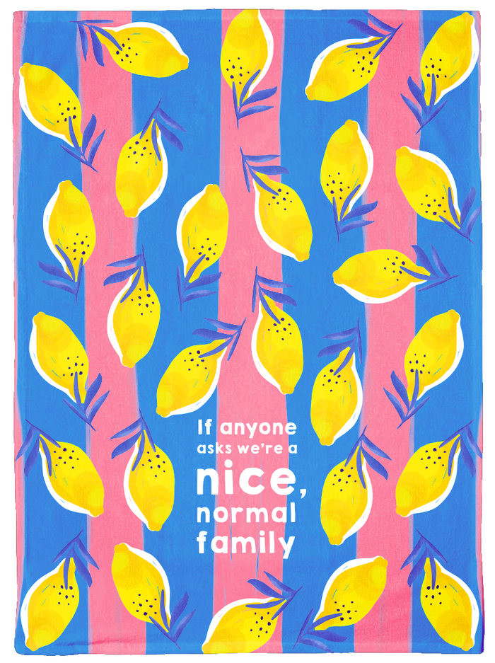 FUNNY NORMAL FAMILY KITCHEN DISH TOWEL LEMON TROPICAL PATTERN UPTOWN SOX